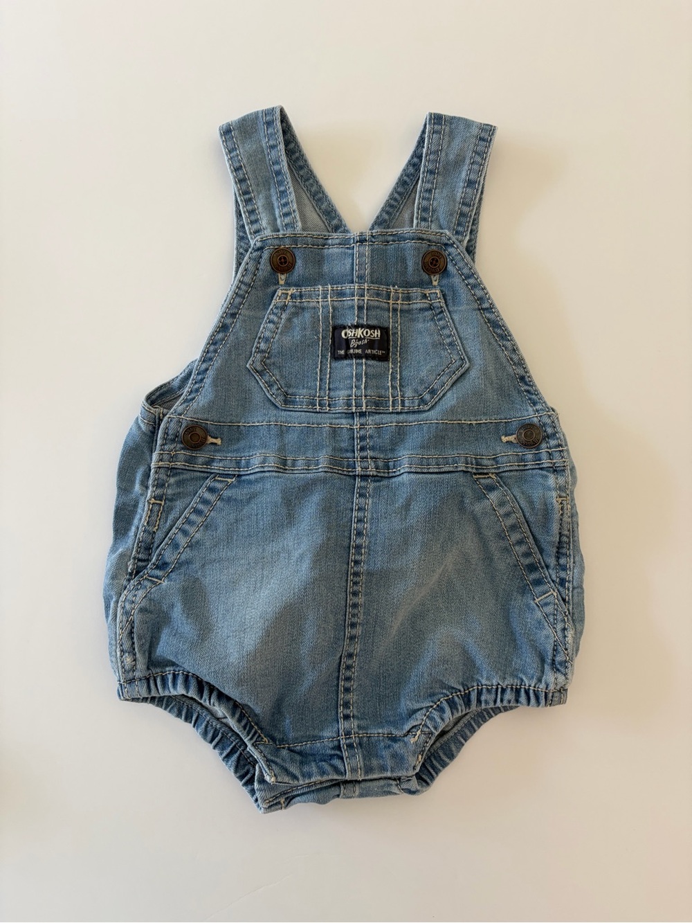 OshKosh B'gosh Light Blue Denim Baby Overalls Romper